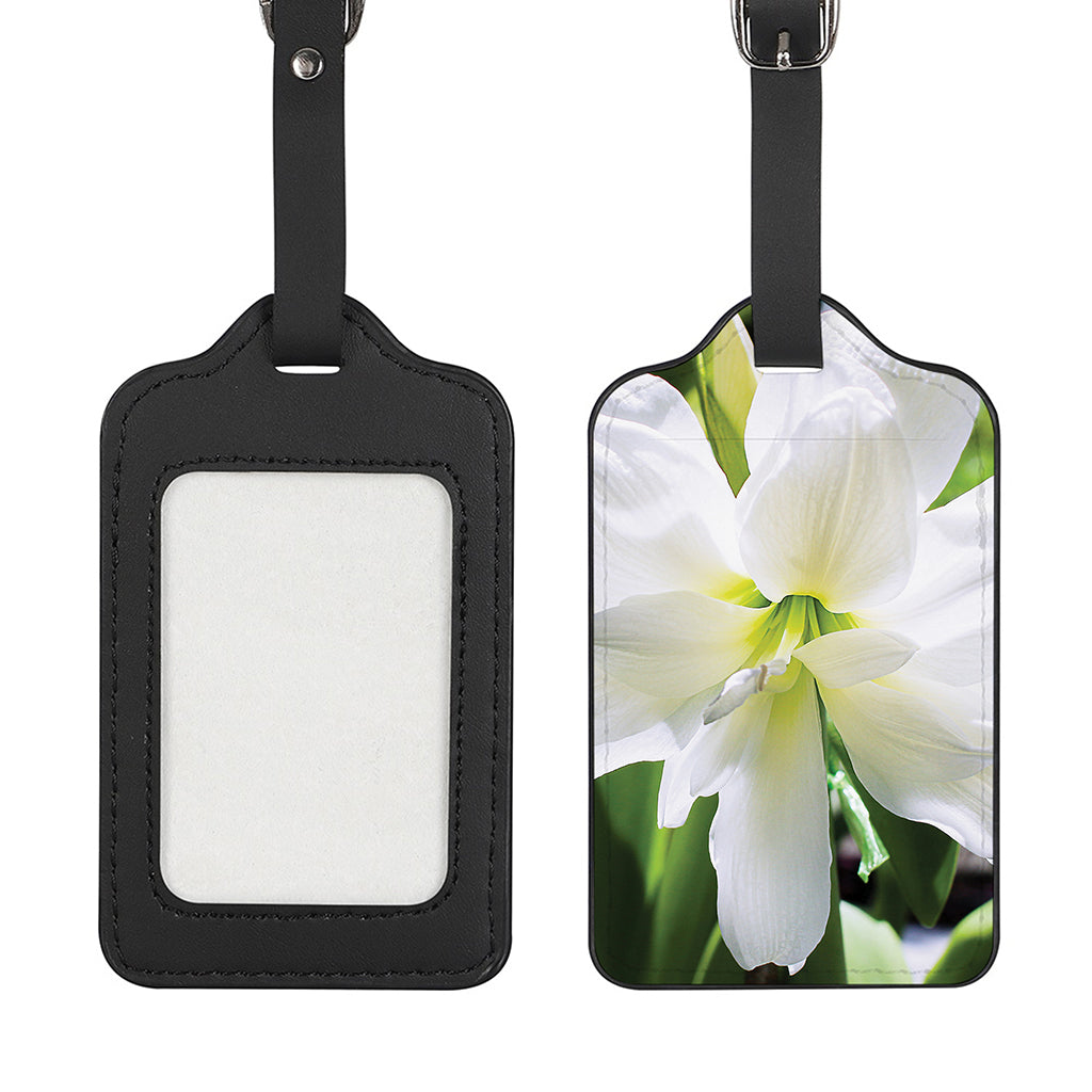 White Amaryllis Print Luggage Tag