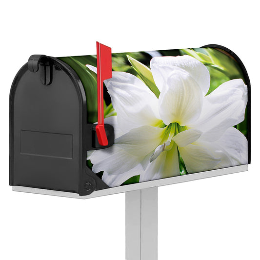 White Amaryllis Print Mailbox Cover