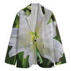 White Amaryllis Print Men's Blazer