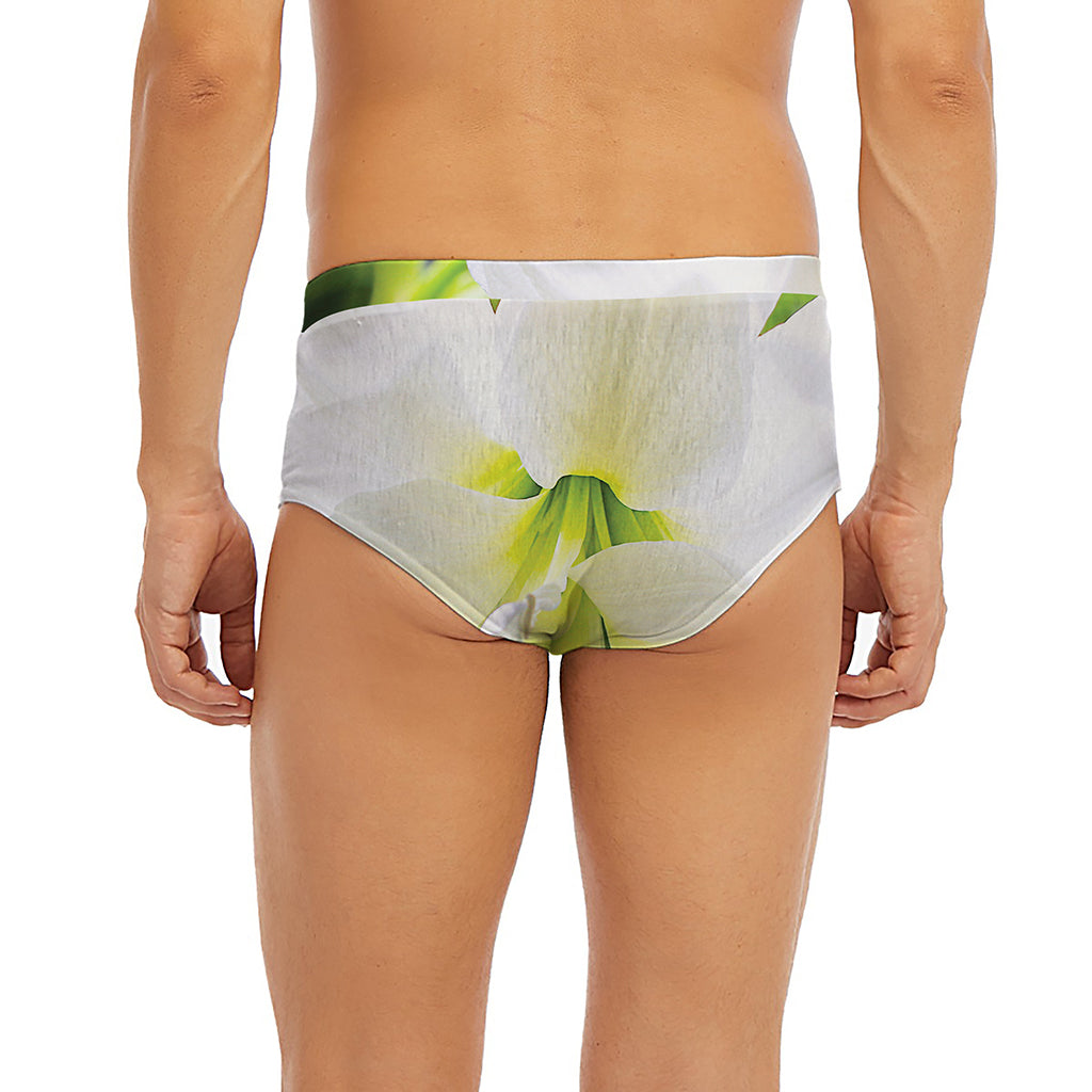 White Amaryllis Print Men's Briefs