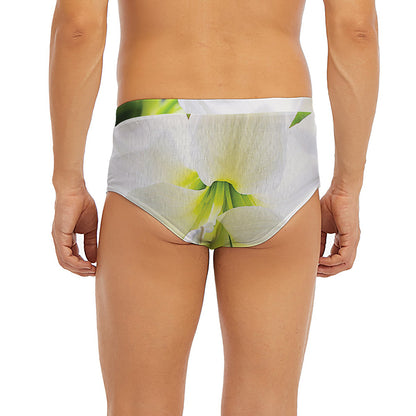 White Amaryllis Print Men's Briefs