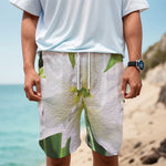 White Amaryllis Print Men's Cargo Shorts