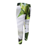 White Amaryllis Print Men's Compression Pants