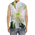 White Amaryllis Print Men's Fitness Tank Top