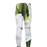 White Amaryllis Print Men's leggings