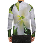 White Amaryllis Print Men's Long Sleeve Rash Guard