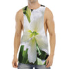 White Amaryllis Print Men's Muscle Tank Top