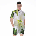White Amaryllis Print Men's Romper