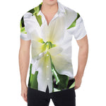 White Amaryllis Print Men's Shirt