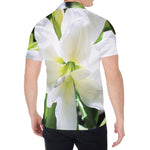 White Amaryllis Print Men's Shirt