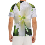 White Amaryllis Print Men's Short Sleeve Rash Guard