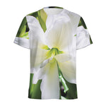 White Amaryllis Print Men's Sports T-Shirt