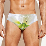 White Amaryllis Print Men's Swim Briefs
