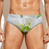 White Amaryllis Print Men's Swim Briefs