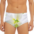 White Amaryllis Print Men's Triangle Swim Briefs