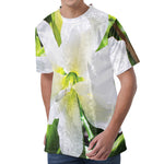 White Amaryllis Print Men's Velvet T-Shirt