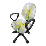 White Amaryllis Print Office Chair Cover