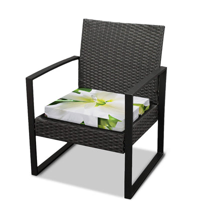 White Amaryllis Print Outdoor Seat Cushion Cover