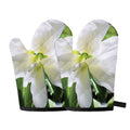 White Amaryllis Print Oven Mitts