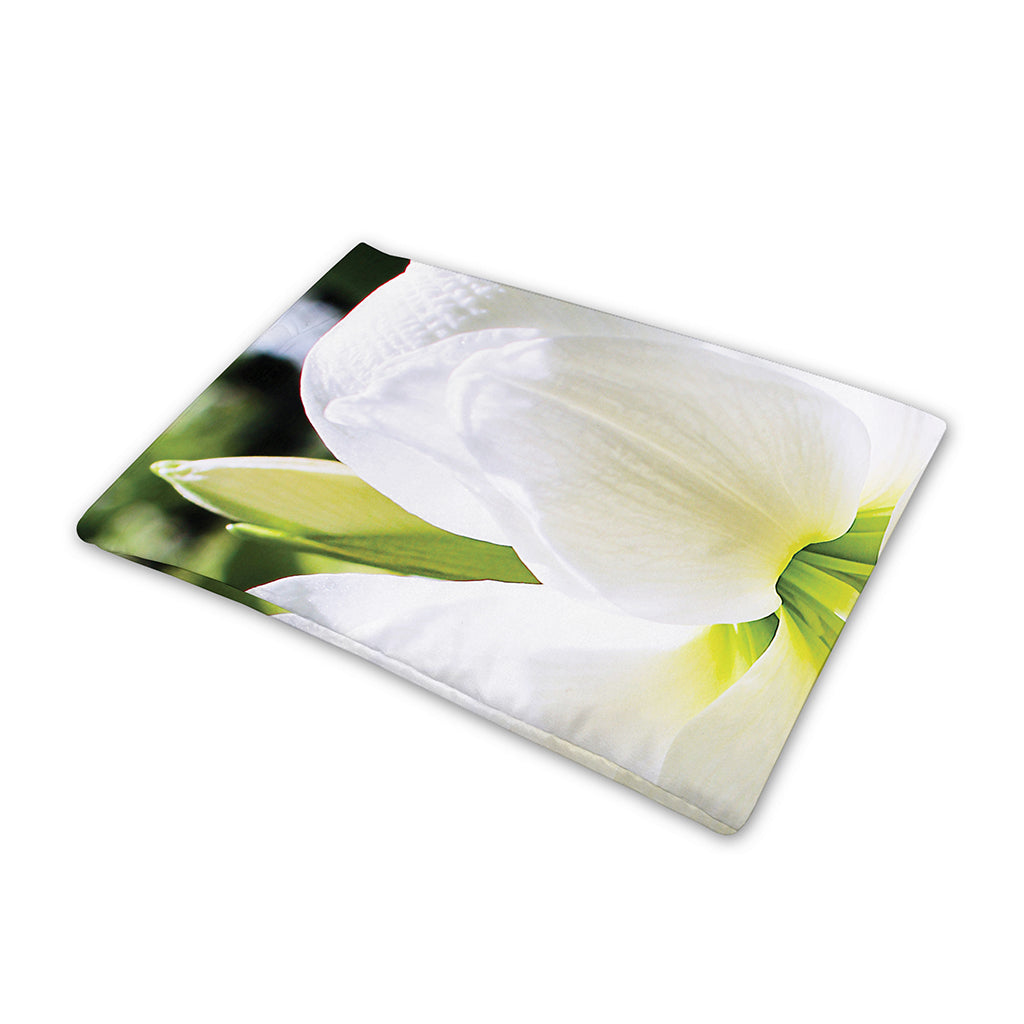 White Amaryllis Print Pet Cooling Mat Cover