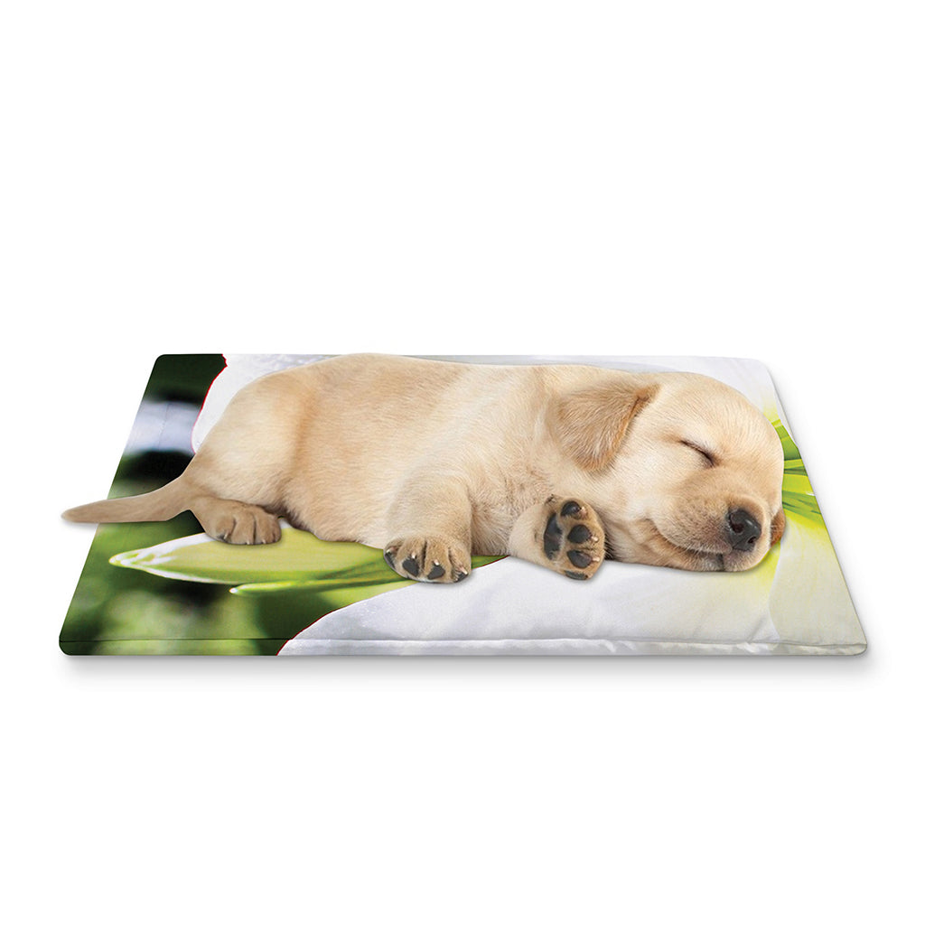 White Amaryllis Print Pet Cooling Mat Cover