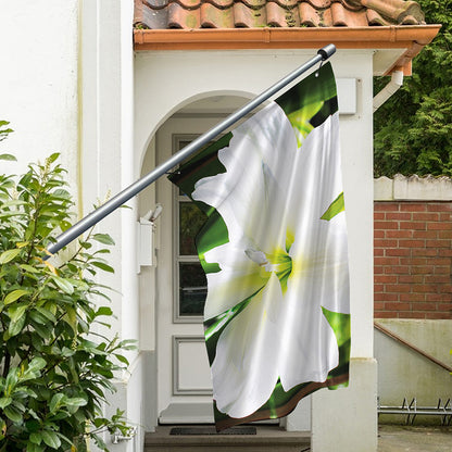 White Amaryllis Print Polyester Flag