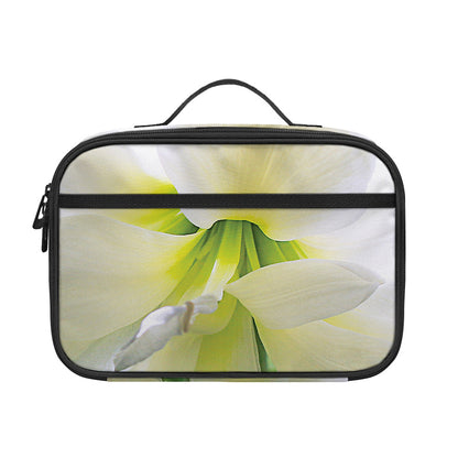 White Amaryllis Print Portable Lunch Bag