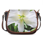 White Amaryllis Print Saddle Bag