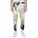 White Amaryllis Print Scuba Joggers