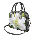 White Amaryllis Print Shoulder Handbag