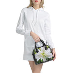 White Amaryllis Print Shoulder Handbag