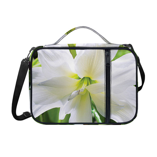 White Amaryllis Print Shoulder Strap Bible Bag