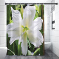 White Amaryllis Print Shower Curtain