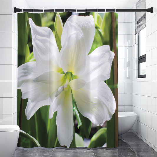 White Amaryllis Print Shower Curtain