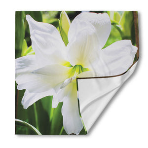 White Amaryllis Print Silk Bandana