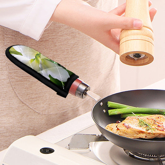 White Amaryllis Print Skillet Handle Cover