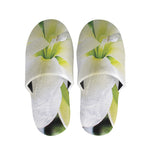 White Amaryllis Print Slippers
