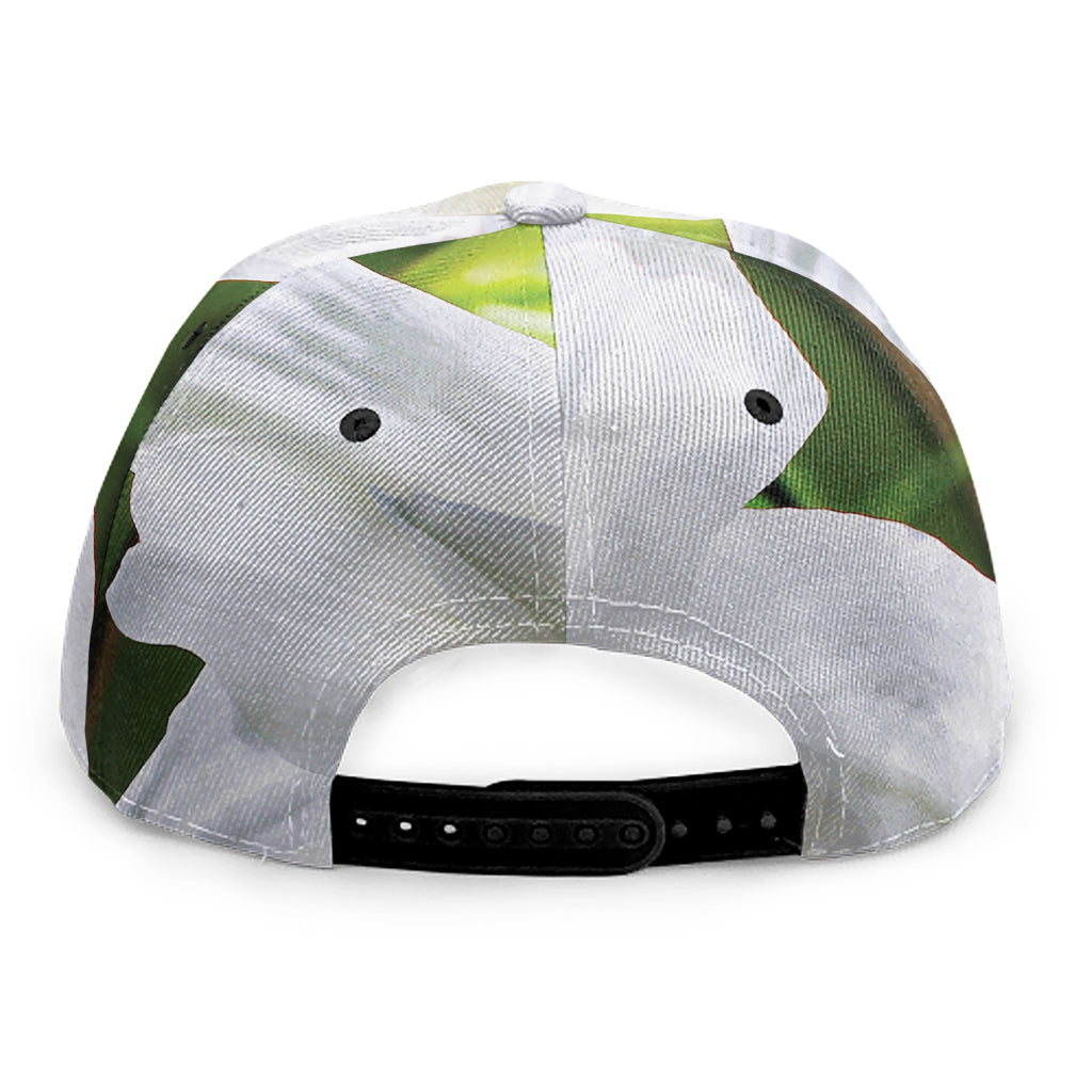 White Amaryllis Print Snapback Cap