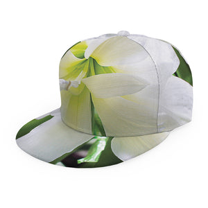 White Amaryllis Print Snapback Cap