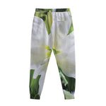 White Amaryllis Print Sweatpants