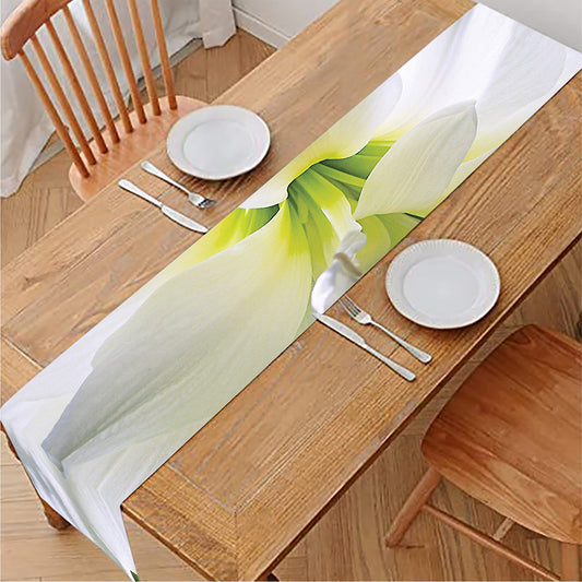 White Amaryllis Print Table Runner