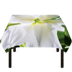 White Amaryllis Print Tablecloth