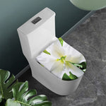 White Amaryllis Print Toilet Lid Cover
