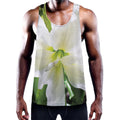 White Amaryllis Print Men's Workout Tank Top