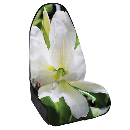 White Amaryllis Print Waterproof Car Seat Cover