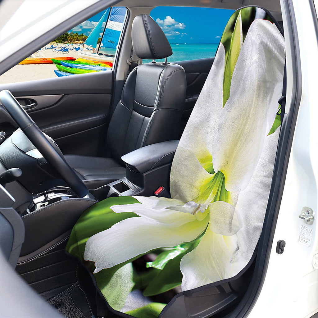 White Amaryllis Print Waterproof Car Seat Cover