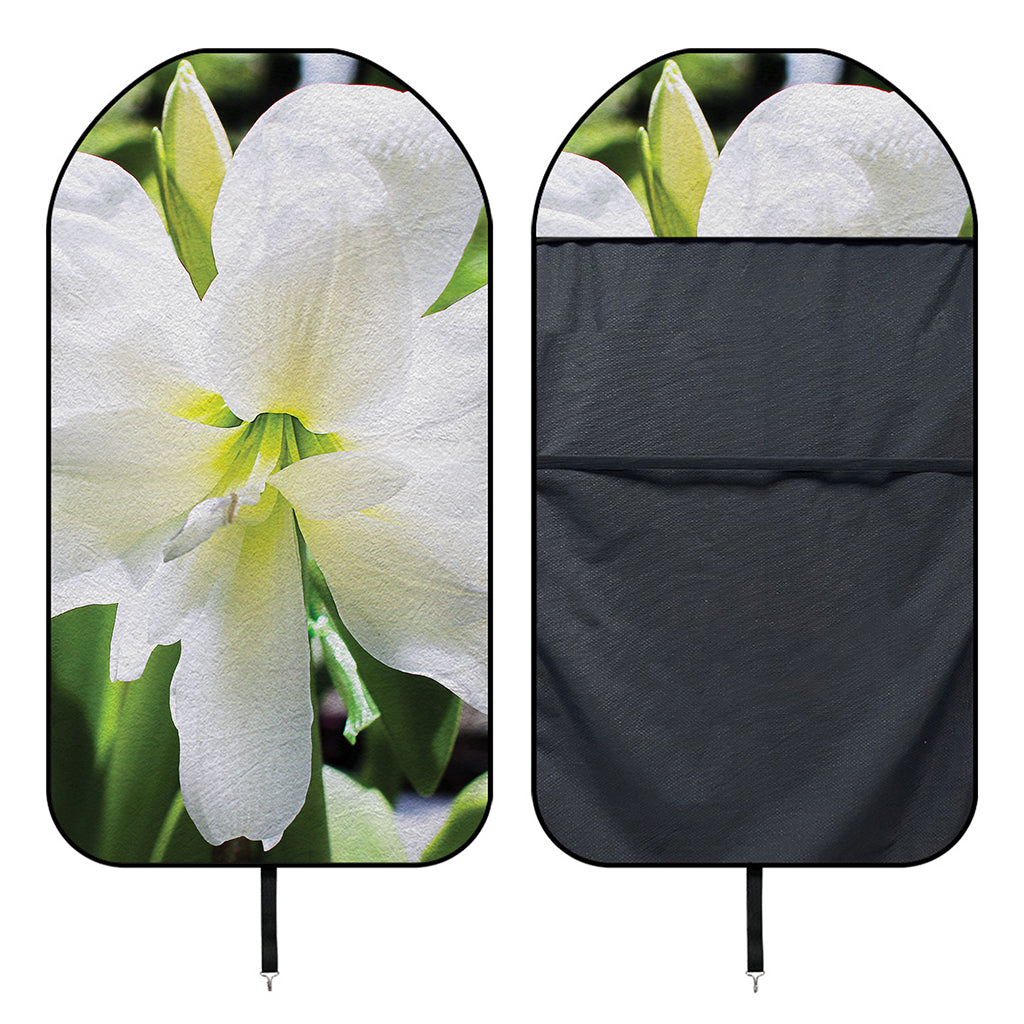 White Amaryllis Print Waterproof Car Seat Cover