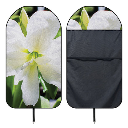 White Amaryllis Print Waterproof Car Seat Cover