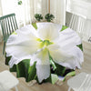 White Amaryllis Print Waterproof Round Tablecloth