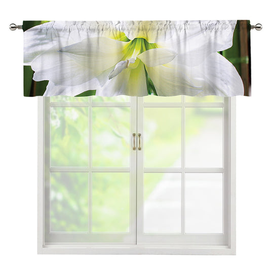 White Amaryllis Print Window Valance